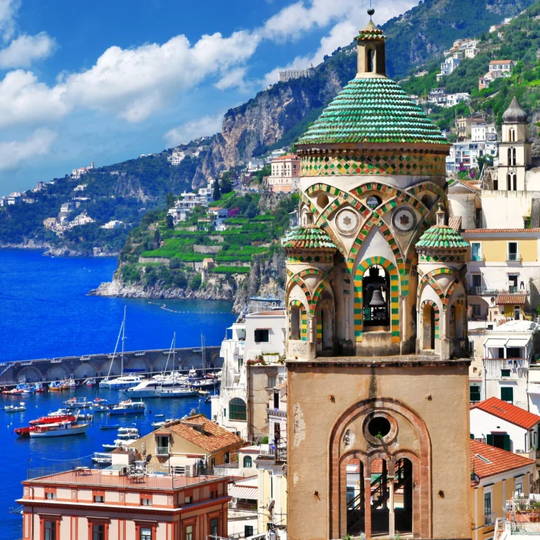 beautiful Amalfi, Italy.  view with church