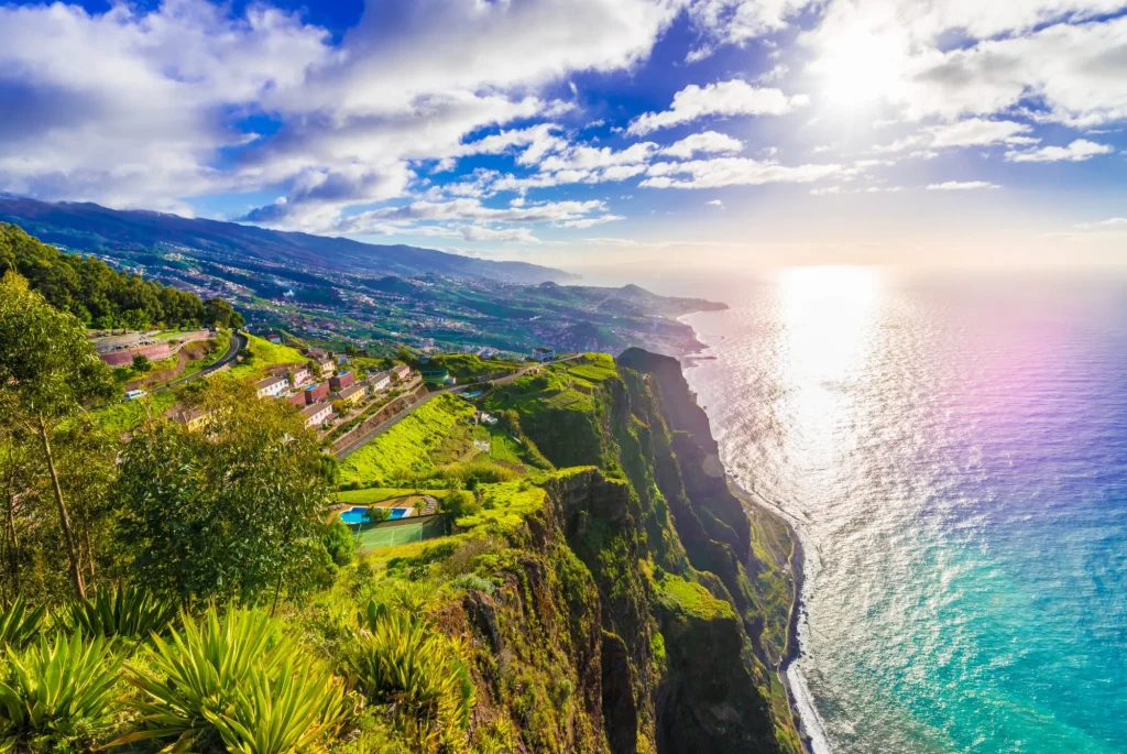 Aerial view from the highest Cabo Girao, Madeira island, Portugal