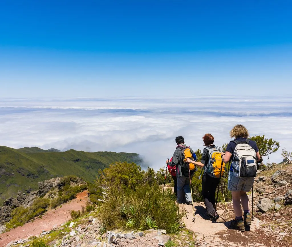 Trekking at the highest mountain of Madeira, Pico Ruivo, Portugal