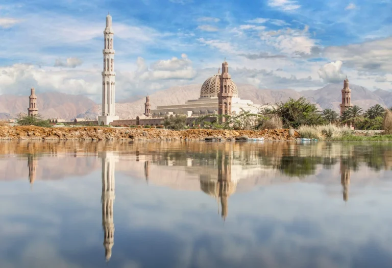Muscat, Oman - completed in 2001 and with a total capacity of up to 20,000 worshipers, the Sultan Qaboos Grand Mosque is the largest mosque in Oman and a main attraction in Muscat