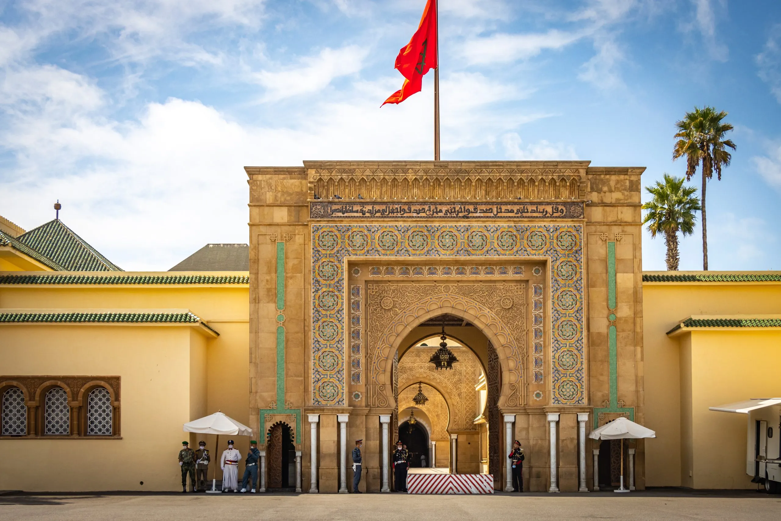 entrance to royal palace, rabat, morocco, north africa