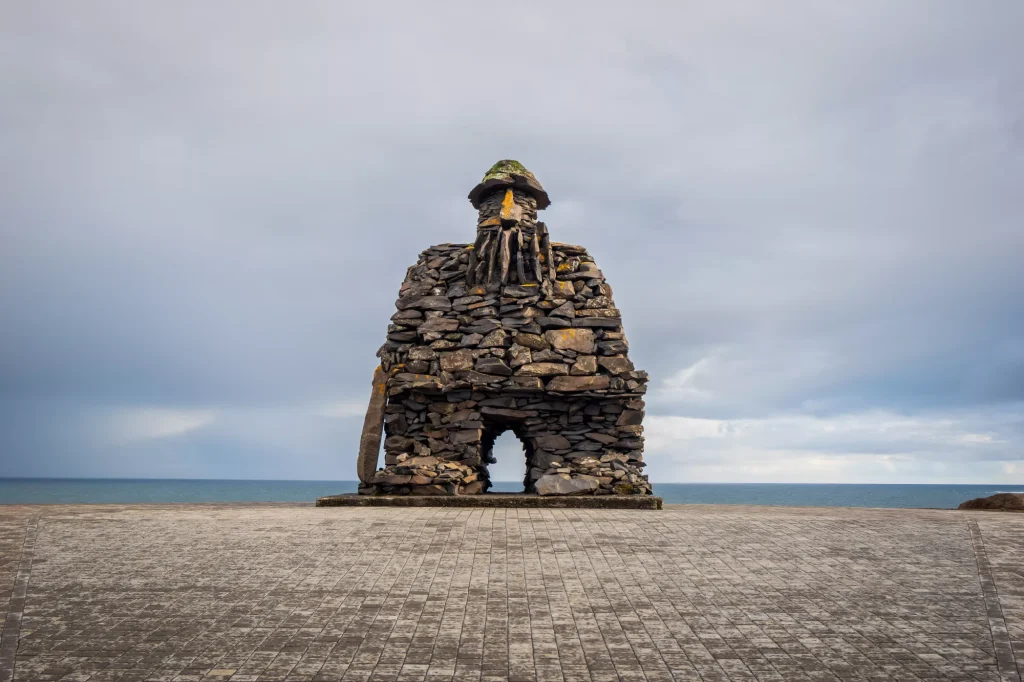 Statue of Bardur Snaefellsas in Arnastapi, Iceland