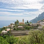 View of village montepertuso above positano
